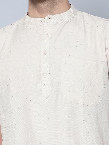 Image of LATEST CHIKAN Men's Cotton Regular Casual Strped Short Kurta Half Sleeves - (SK-LJ.DS.AS)