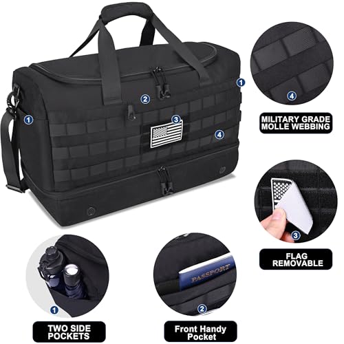 MOZETO Black Duffle Bag for Men
