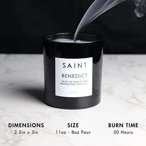 Saint Benedict Scented Candle With Prayer, Prayer Coin, And Holy Oil, Saint Of Peace And Protection From Evil, Soy Coconut Aromatherapy Candle With 50 Hour Burn Time #TOP5