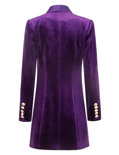 Women's Velvet Blazer Shawl Lapel Double Breasted Buttons Suit Jacket Tuxedos for Formal Wedding Prom2