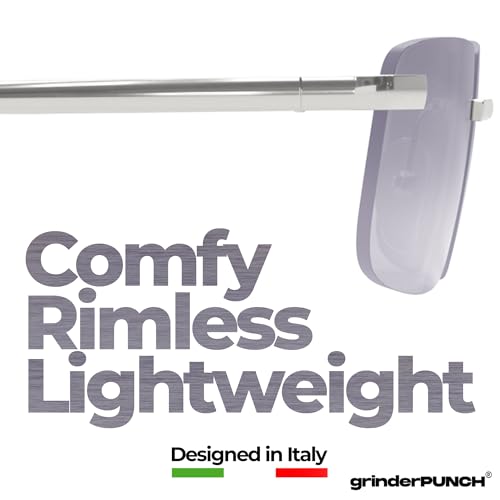 Image of grinderPUNCH Small Slim 90's Popular Nineties Rectangular Sunglasses Clear Rimless Eyewear