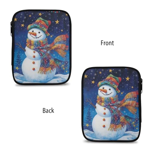 Image of Snowman Crochet Hook Case Portable Stars Knitting Needle Case with Web Pockets Crochet Storage Organizer for Trave