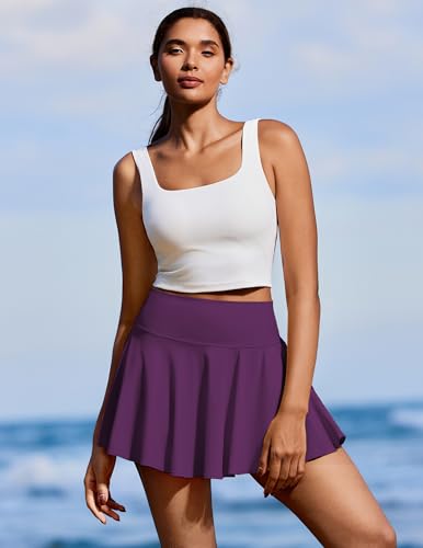Image of PINSPARK Womens Tennis Skirt Pleated Athletic Skirts with Pockets Shorts High Waisted Golf Skort for Workout Pickleball