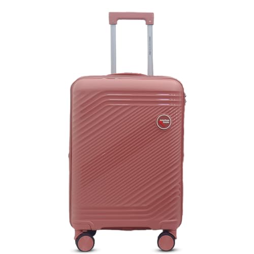 Image of AMERICAN TRAVELLER Tourisalined Trolley Bag| Polypropylene Hard Shell Luggage | Waterproof & Expandable Suitcase for Travel | 8 Smooth Spinner Wheels | Durable Travel Trolley Bag Set (24, Rose Gold)