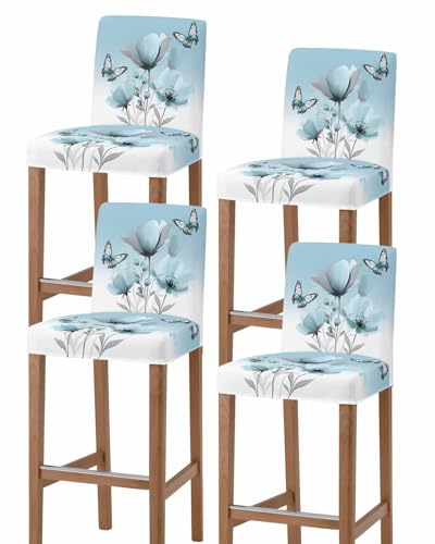 Spring Tulip Bar Stool Covers Set of 4, Pastoral Rustic
