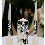 Magik Life Unity Candle Set - Wedding Ceremony & Reception – 6” Pillar & Two 10” Taper Candles – Long Burning Unity Candles for Marriage Ritual – Handmade in USA – Black | White