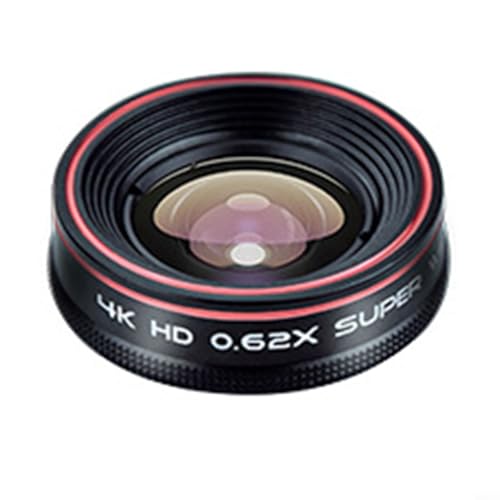 TONIXY Kit obiettivo fotocamera per cellulare con grandangolo 0,62 × 120°, fisheye 235° e 25 × lenti macro per fotografia creativa, nero (obiettivo grandangolare)