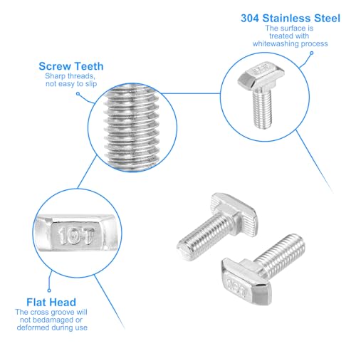 PATIKIL M8x16 Hammerkopfschraube T-Schraube, 20 Stück T-Nut nsteckschraube Hammerkopfschrauben für 4545er Serie Europäisches Standard-Aluminiumprofil
