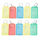 Lurrose 25 Bunte Schlüsselanhänger mit Nummernschild Praktische Kunststoff Schlüsselkennzeichnungsetiketten mit Ring Leicht Tragbare Schlüsselhalter für Gepäck Haustiere Zufällige Farbe