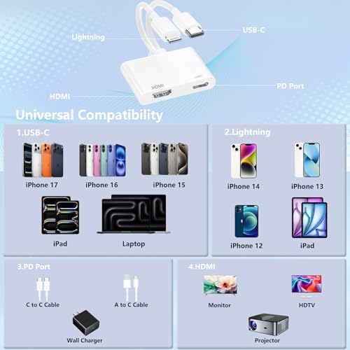 Adaptateur USB-C vers HDMI 4K pour iPhone iPad MacBook vers TV - 6