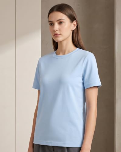 Image of NOBERO 100% Cotton T-Shirts for Women Stylish | Regular Fit | Solid T Shirts for Women 180 GSM Combed Cotton | Crew Neck Half Sleeve