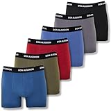 DON ALGODON | Pack 6 Boxers Hombre Suaves, Transpirables y Resistentes (FR/ES, Letras, L, Regular, Regular, Marino/Verde/Granate/Negro/Azul/Gris)