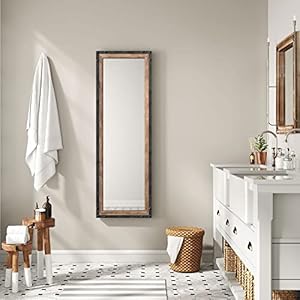 Barnyard Designs 16x48 Leaner Floor Mirror Full Length, Large Rustic Wall Mirror, Free Standing Leaning Hanging Wood and Metal Mirror Full Size, Farmhouse Long Mirror Bedroom Living Room, Brown Barnyard Designs 16×48 Leaner Floor Mirror Full Length Large Rustic Wall Mirror Free Standing Leaning Hanging Wood and Metal Mirror Full Size Farmhouse Long Mirror Bedroom Living Room Brown
