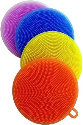 Tlismi Cleaning Sponge Silicone Scrubber for Kitchen Scrubber Fruit and Vegetable Washing Brush Round Scrubber Pad Multipurpose Silicone Dishwashing Tools (Multicolor) (4) (B0932Z1PXT) Amazon Price History, Amazon Price Tracker
