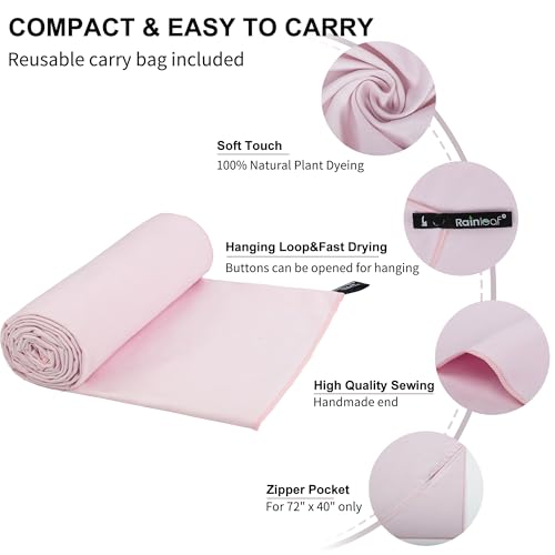 Image of Rainleaf Microfiber Towel Perfect Travel & Gym & Camping Towel. Quick Dry - Super Absorbent - Ultra Compact - Lightweight. Suitable for Trip, Beach, Shower, Backpacking, Pool