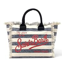 Saint Barth MC2 MC2 BORSA A SPALLA VANITY IN CANVAS CON STAMPA MIMETICA BANDANA CELESTE - UNI