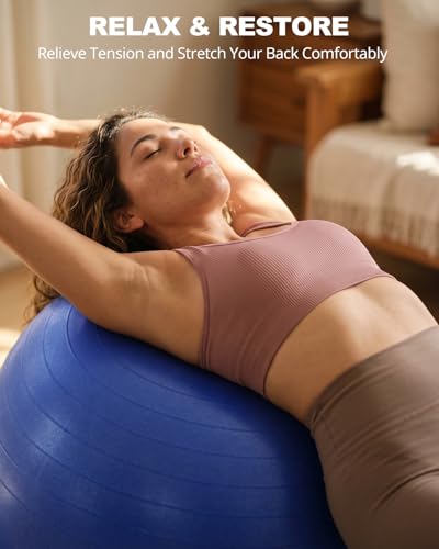 Image of Trideer Yoga Ball for Exercise, Pilates, Core & Balance Training, Stability Ball for Pregnancy & Birthing Prep, Physical Therapy, Daily Stretching, Office Chair for Active Sitting, Quick Pump Included