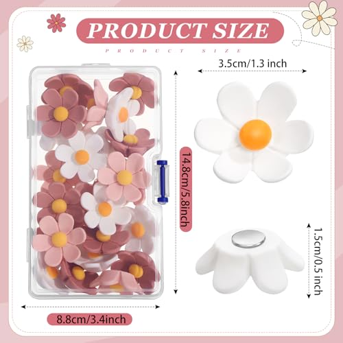 Set de 24 imanes decorativos flor grandes rosa y blanco miniatura 2