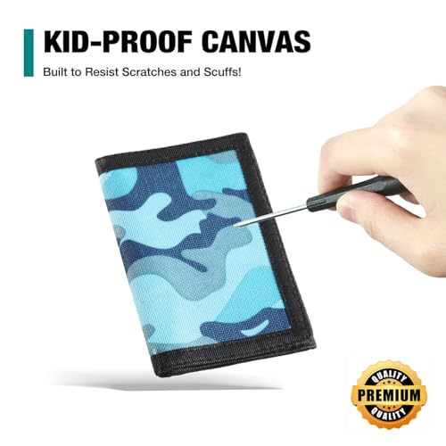 Image of Kids Wallet for Boys - Camo Canvas Wallet with Magic Sticker, RFID Protection for Gifts