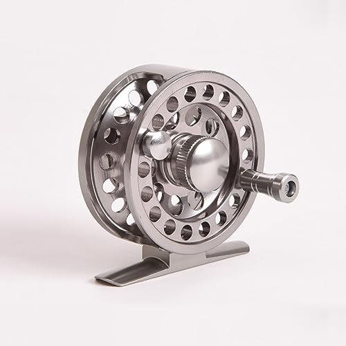 Carrete de pesca con mosca de aleación de aluminio, 2+1 bb carretes de mano izquierda y derecha, accesorios de equipo de pesca en río, lago, mar, tamaño # 59.5 mm, plateado