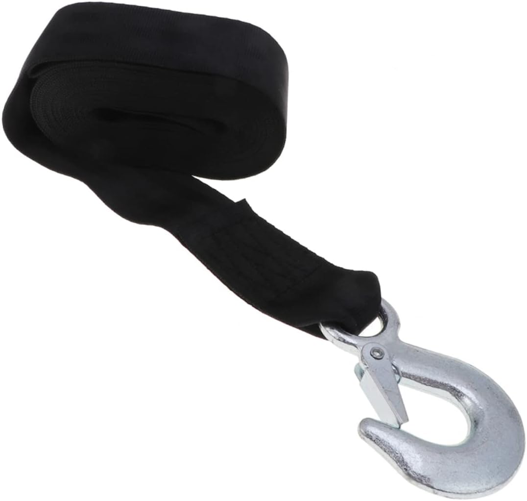 Mikinona Heavy Duty Marine Winch Strap with Hook 1.5 Ton Pulling Capacity 4.7cm Wide for Boat Trailer ATV and Emergency Towing