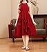 Tweenager Tween Fashion Girls Summer Dark Wine Red Maroon Burgundy Sleeveless Halter Neck Ruffle Midi Flowy A Line Dress Preteen Girl Wedding Party Graduation Birthday Prom Tutu Dresses for Kids