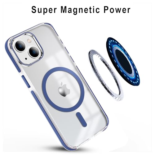 Image of MINTZZ ️ for iPhone 14 Case, Compatible with MagSafe, Military-Grade Protection, Yellowing Resistant, Scratch-Resistant TPU Back, Magnetic Phone Case (Navy Blue, iPhone 14)