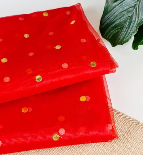 Image of SATYAM KRAFT 5 Meter Multipurpose Net Fabric Cloth for Birthday, Wedding, Valentine, Party, Event, Stage Backdrop, Pooja Background, Tent, Mandap & Festive Decoration Item (Red, 5 Meter)