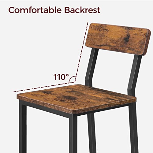 Mahancris Bar Chairs, Set Of 2 Bar Stools With Backrest, Kitchen Bar Stools With Footrest, Tall Counter Bar Stools, Easy Assembly, For Dining Room, Bar, Rustic Brown And Black Bahr03101 #TOP6