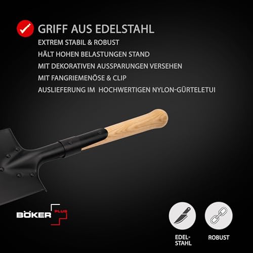 Böker Plus® Shovel M1874 - Deutscher Feldspaten mit Holzstiel - Armee Kurzspaten nach historischen Pionierspaten - Kurze Outdoor-Schaufel mit Tasche für Bushcraft-, Camping-, Survival-Ausrüstung – Bild 5