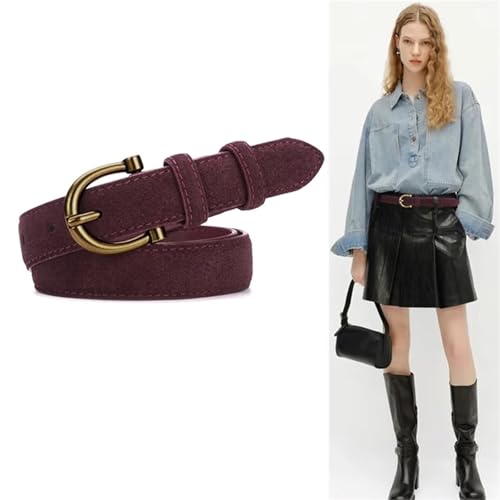 Suede Cowhide Leather Belt For Women With Gold Buckle Women Belt Waistband For Dresses & Jeans2