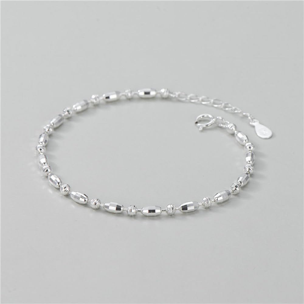 Armreif Damen Silber 925,Vintage S925 Silber Armband Für Frauen Silber Bohnen Sterling Silber Armband Armreif Mit Verstellbarer Silberkette Glücksschmuck Für Frauen