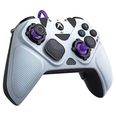 Victrix Gambit World's Fastest Lizenziert Xbox Controller, Elite Esports Design mit Swappable Pro Thumbsticks, Custom Paddles, Swappable weiß / lila Faceplate für One, Series X/S, PC Cover