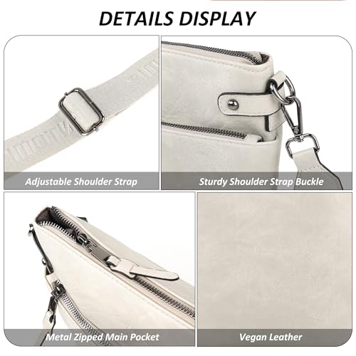 Image of TANTOMI Crossbody Bags for Women, PU Leather Hobo Purse Shoulder Handbags | Adjustable Wide Strap, Multi Pockets, Roomy, Lightweight, Versatile for Everyday or Travel