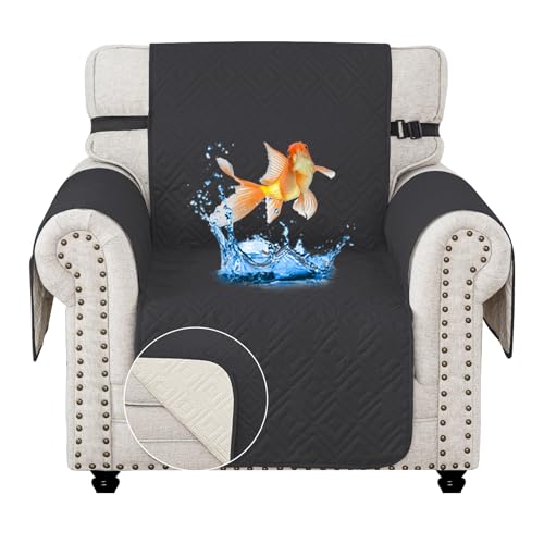 MAXIJIN Chair Covers Waterproof Sofa Slipcovers Non-Slip 1 Seater Sofa Protectors with Elastic Straps Reversible Universal Couch Covers for Dogs Pets