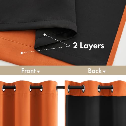 Image of MIULEE Fall Orange 100% Blackout Curtains for Bedroom 40x84 Inch Length | 2 Thick Layers Thermal Insulated Window Curtains with Black Liner, Noise Reducing Grommet, Drapes for Living Room, 2 Panels