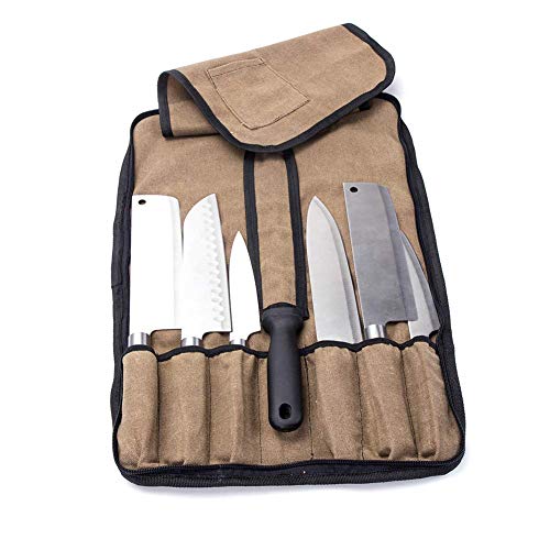 Fushida Prefessional Chefs Knife Bag Roll Knives Pouch with 7 Slots Multi-Purpose Knife Carrier Pocket Store Mutiple Chef Tools Universal Essentials for Home Kitchen or TravelBest Gift for Chefs