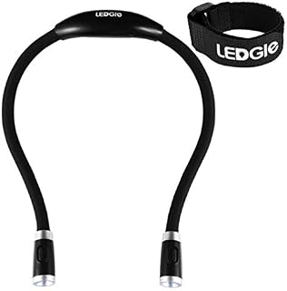 LEDGLE Hands Free Hug Light Neck Book Light Rechargeable LED Night Light Reading Lamp, 4 LED Beads, 3 Adjustable Brightness, USB Cable Included for Reading in Bed or Reading in Car?Black