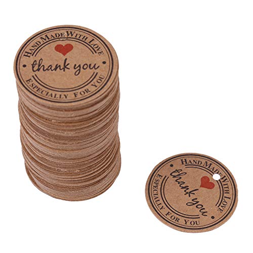 100 Pcs Kraft Paper Tags, Round Clothing Labels Brown Tags Mini Gift Tags Craft Paper Labels for Dessert, Clothing(#2)