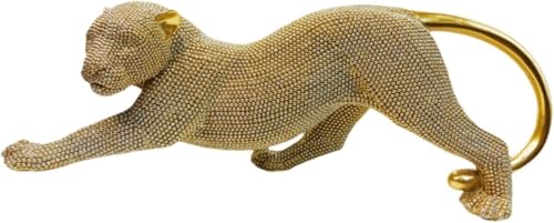 Gcljlmy Estatua de leopardo, decoración de escritorio, decoración del hogar, regalo creativo delicado, escultura animal, estatua de resina para el hogar, estantería, negro (dorado)