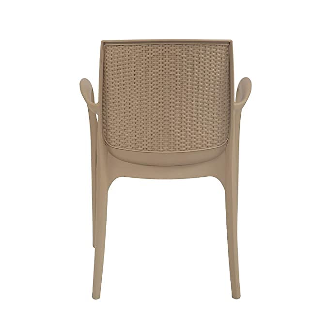 Image of Supreme Texas Heavy Duty Armrest Plastic Chair for Home, Garden, Office, Indoor /Outdoor Use(Color: Dark Beige; Qnt: 2 Pc.)