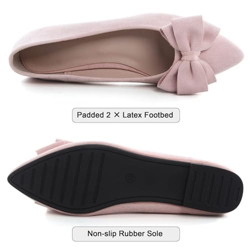 Image of SAILING LU Womens Bowknot Ballet Flats Pointy Toe Suede