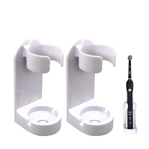 2PCS Soporte de cepillo de dientes eléctrico para ducha Adhesivo de pared Colgante Cepillo de dientes eléctrico Soporte Organizador (blanco) Cover