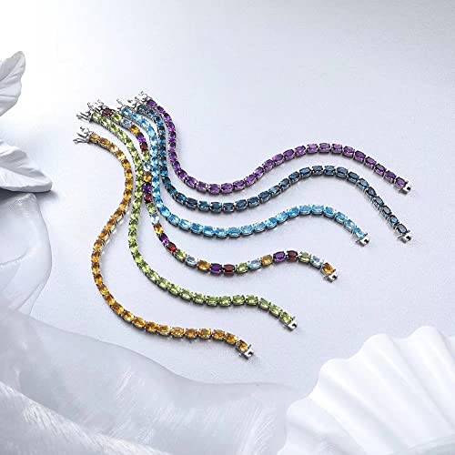 Supermodel 925 Sterling Silver 6 * 4Mm Natural Amethyst Classic Tennis Bracelet For Women Size7.25 Inch #TOP5