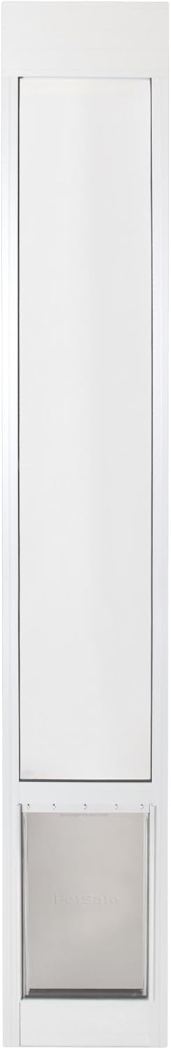 PetSafe 1-Piece Sliding Glass Pet Door for Dogs & Cats - Adjustable Height 91 7/16" to 96"- Large, White, No-Cut DIY Install, Aluminum Patio Panel Insert, Great for Renters or Seasonal Installation