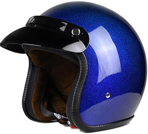 EBAYIN Casco Jet Casco Abierto Dot ECE Approved Jet Helmet Vintage Motorcycle Half Helmet 3/4 Open Face Helmet Men's Women's Cruiser Chopper Scooter Moped Helmet,Blue-M=（57~58cm）