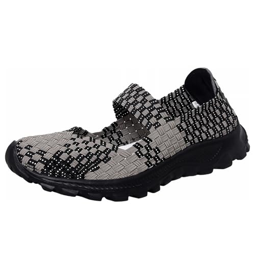 Women's Slip On Walking Shoes Mary Jane Flat Sneakers Lightweight Breathable Non Slip Running Shoes