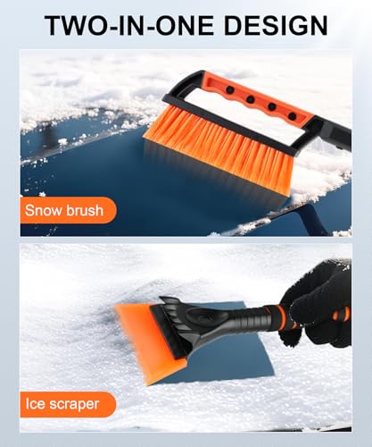 SINGARO Ice Scraper and Snow Brush for Car Windshield, Snow Scraper for Car, Snow Winter Car Necessities, Multi Functional Car Snow Removal Tools, Car Accessories Gift for Women and Man (Enhanced)