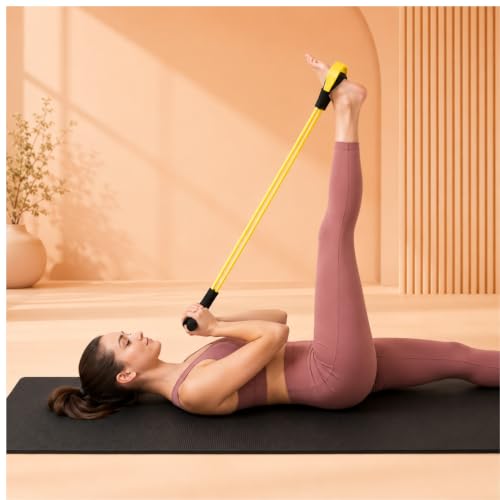 Image of DOLTAS Tummy Trimmer for Men and Women - Resistance Band Leg Ab Full Body Exercise - Muscle Training and Fat-Burning Home Gym Equipment (Yellow & Black)