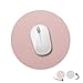 AtailorBird Tapis de Souris Rond 220x220x2mm, Antidérapant Tapis de Bureau Cuir PU Étanche pour Ordinateur Clavier Gaming Double Face, Nude Rose/Argenté